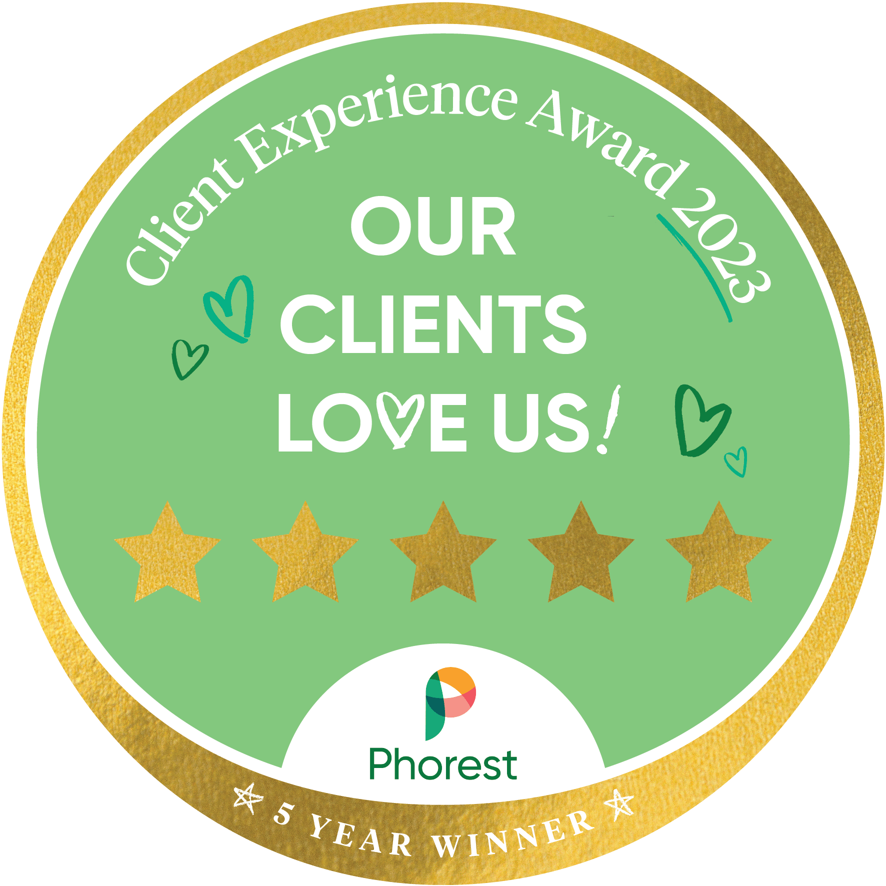5 Year Winner of Client Experience Award 2023